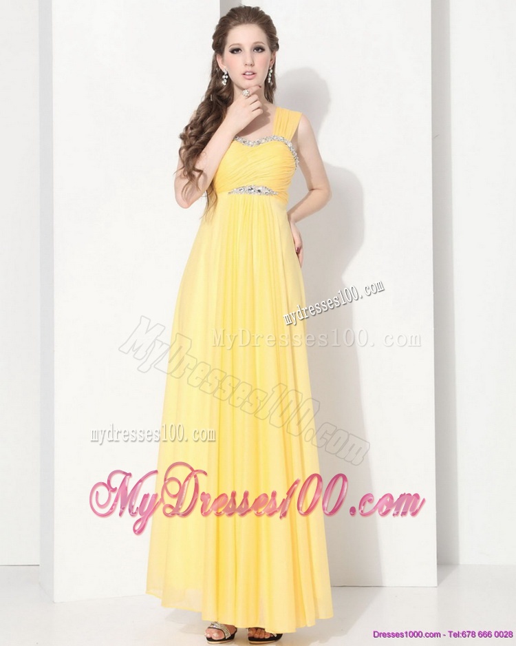 2016 Floor Length Evening Dresses with Ruching and Beading