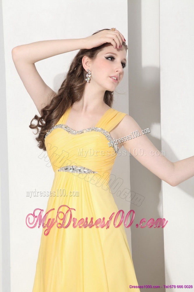 2016 Floor Length Evening Dresses with Ruching and Beading