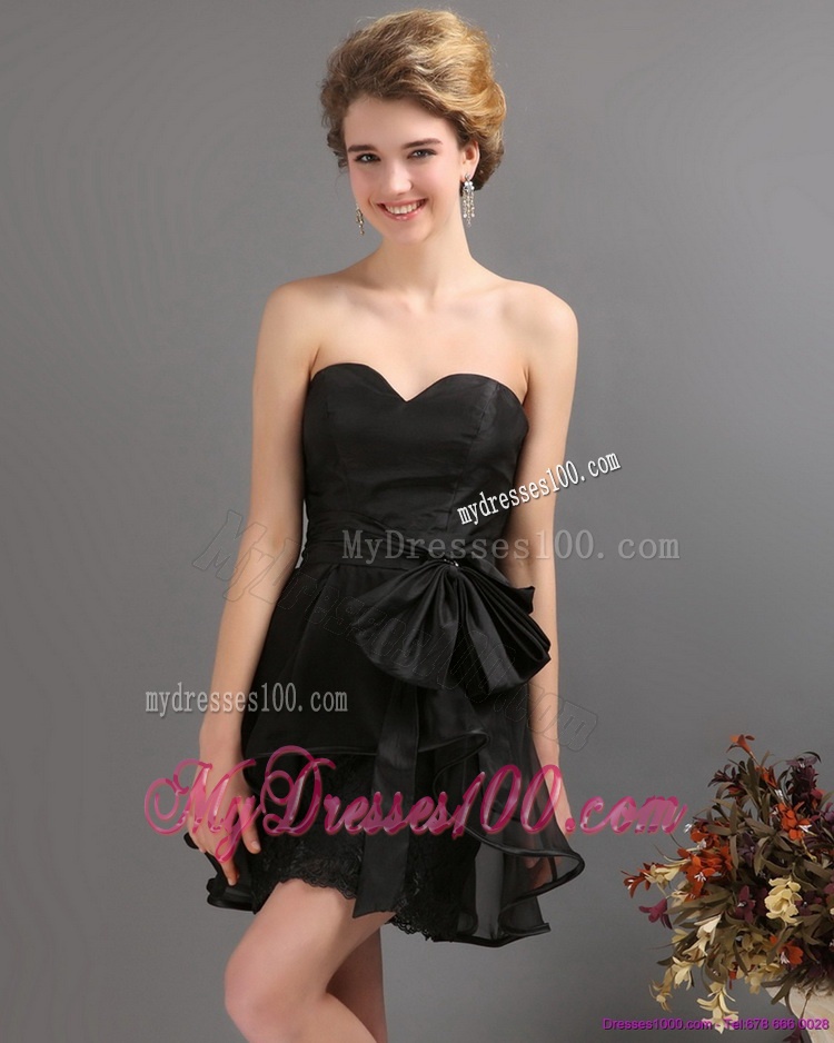 2016 Gorgeous Sashes Mini Length Evening Dress in Black