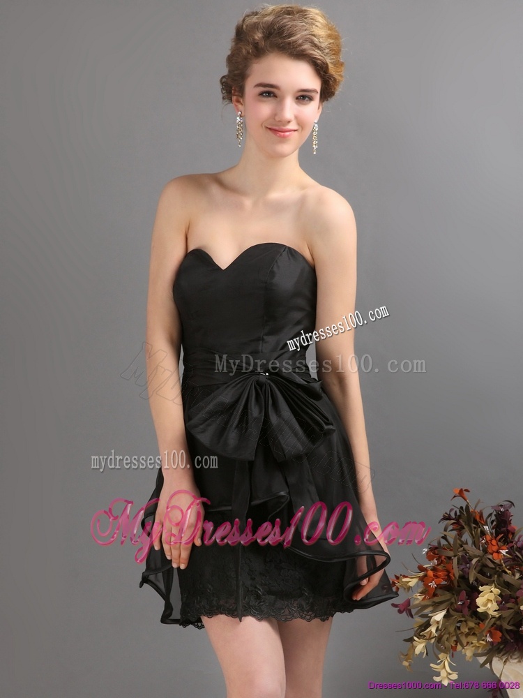 2016 Gorgeous Sashes Mini Length Evening Dress in Black