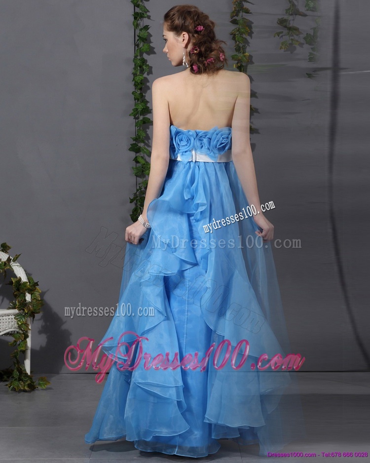 2016 Long Evening Dresses with Hand Made Flowers and Sash