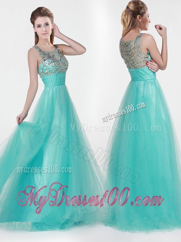 2016 Lovely Empire Scoop Side Zipper Beaded Evening Dress