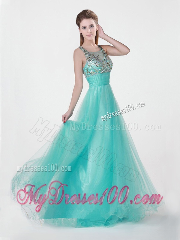 2016 Lovely Empire Scoop Side Zipper Beaded Evening Dress