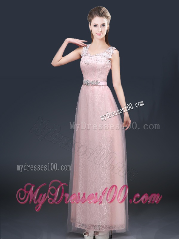 2016 Pretty Empire Scoop Evening Dresses with Lace and Appliques