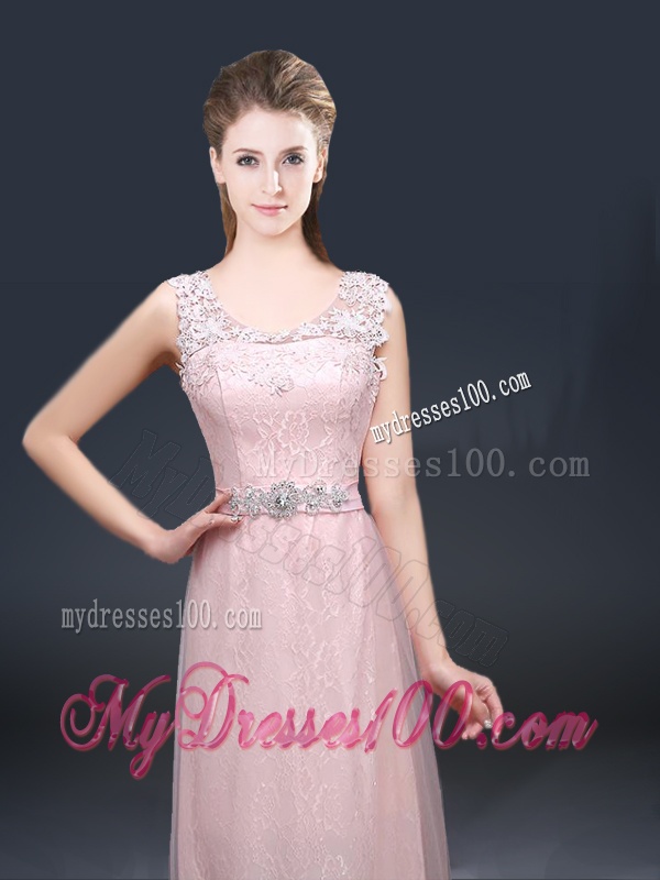 2016 Pretty Empire Scoop Evening Dresses with Lace and Appliques