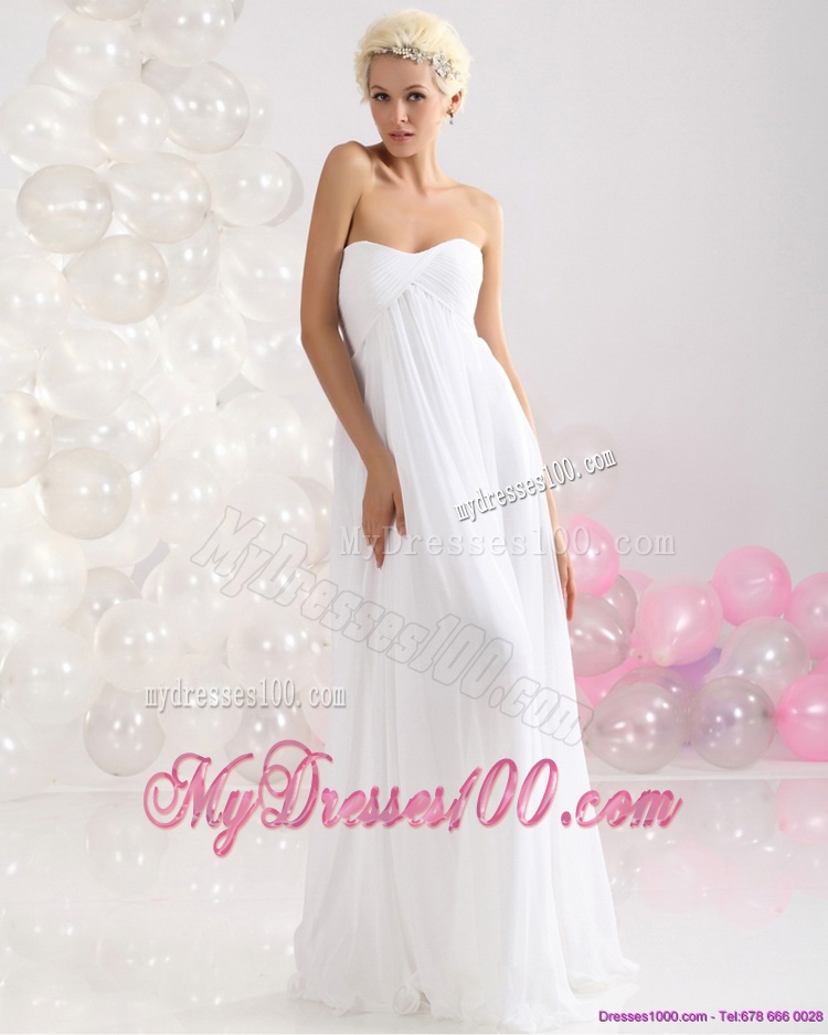 2016 Sophisticated Ruching Floor Length Evening Dress in White