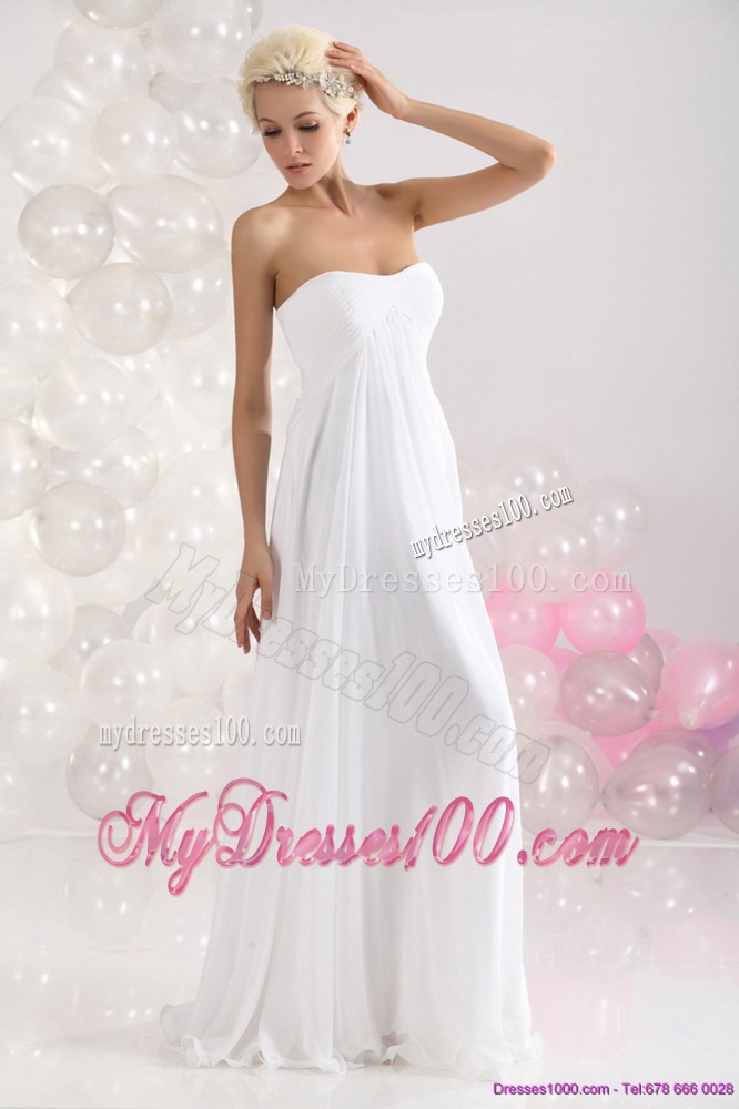 2016 Sophisticated Ruching Floor Length Evening Dress in White