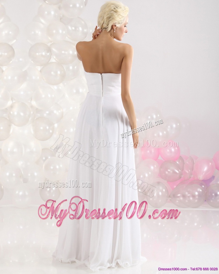 2016 Sophisticated Ruching Floor Length Evening Dress in White