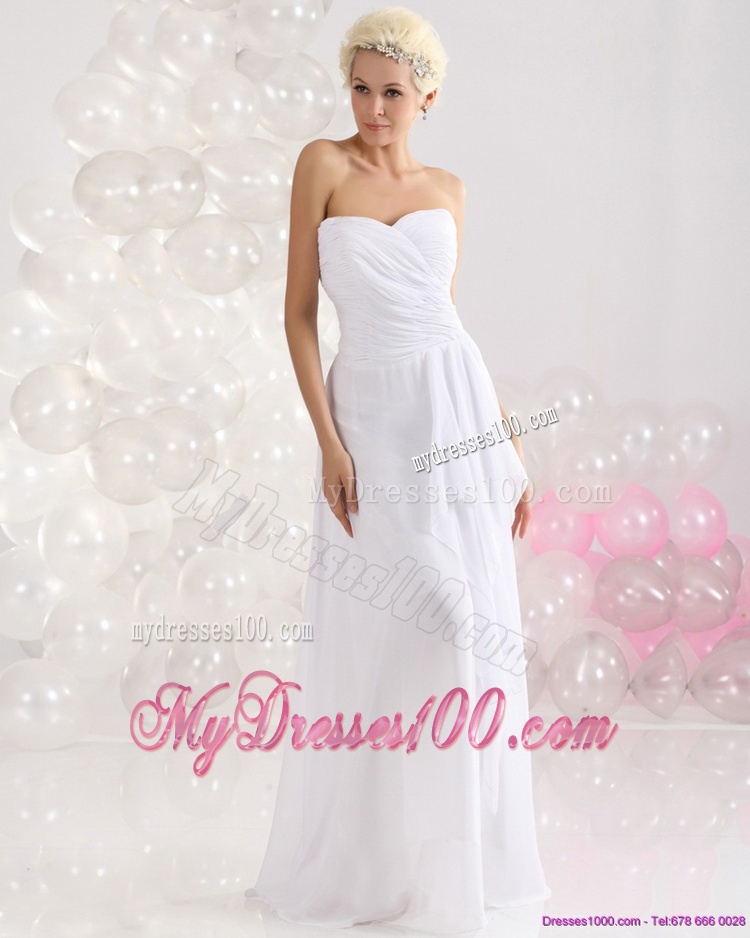 2016 Sophisticated Ruching Floor Length Evening Dress in White