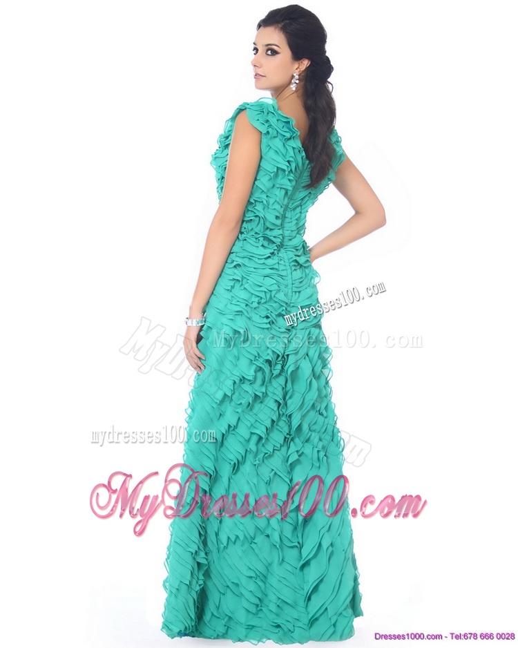 2016 Unique Apple Green Evening Dresses with Ruffled Layers