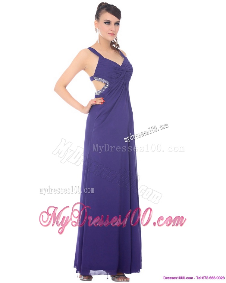 2016 Unique Criss Cross Evening Dresses with Ruching and Beading
