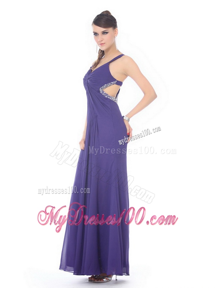 2016 Unique Criss Cross Evening Dresses with Ruching and Beading
