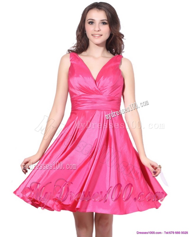 2016 Wonderful V Neck Short Evening Dress with Ruching
