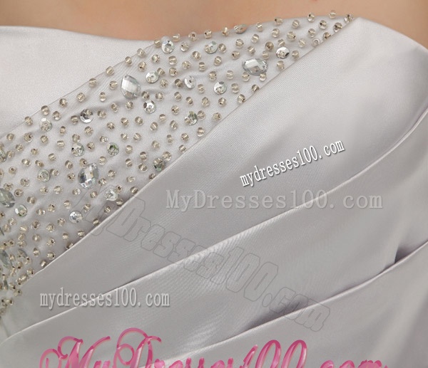 A-line Strapless Sashes and Beadings Floor-length White Evening Dress