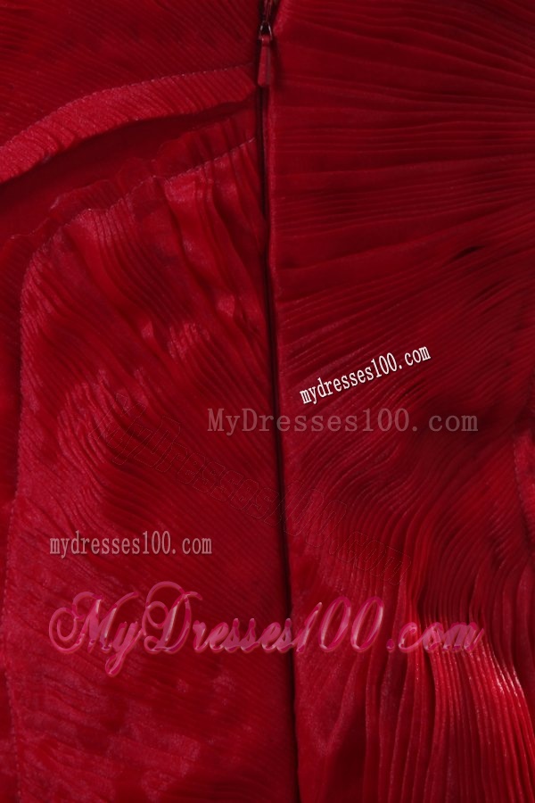 Affordable Princess Sweetheart Brush Train Organza Red Evening Dress