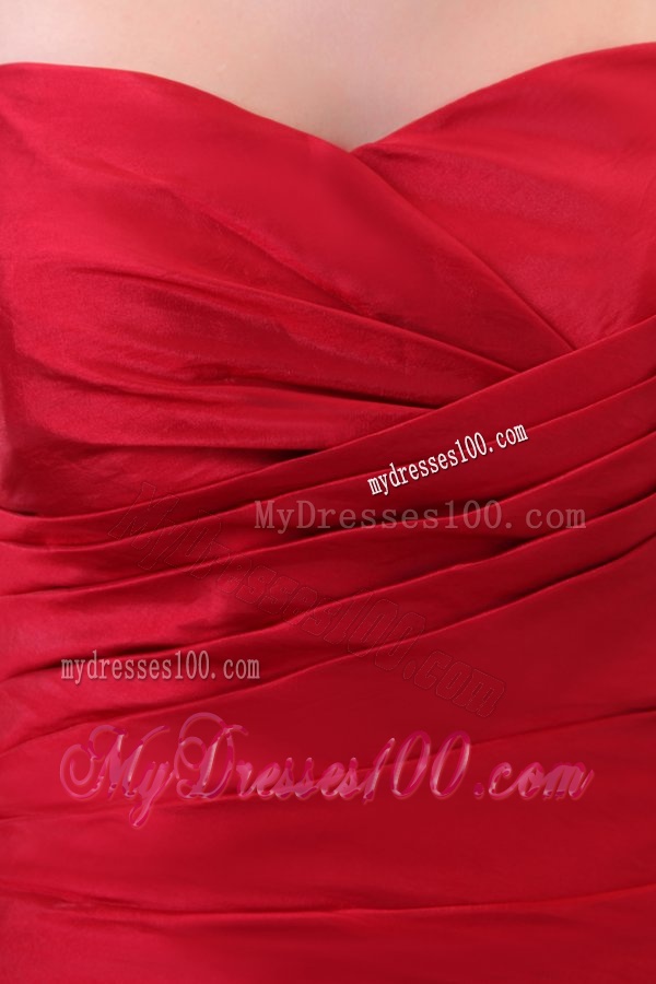 Affordable Red Column Sweetheart Brush Train Ruching Evening Dress with Lace Up