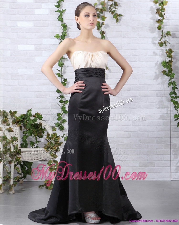 Brush Train Ruching 2016 Evening Dresses in White and Black