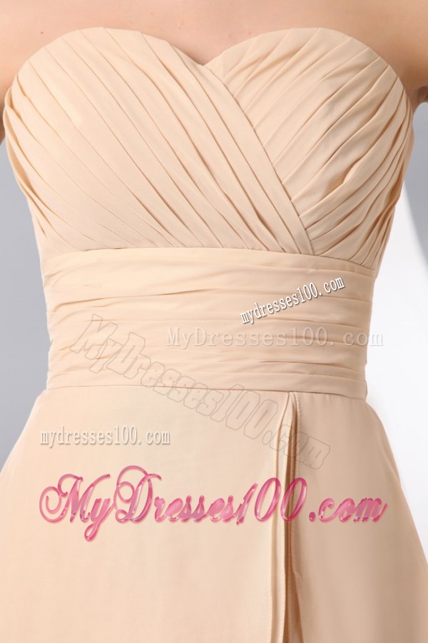 Champagne Sweetheart Knee-length Chiffon Evening Dress with Ruching