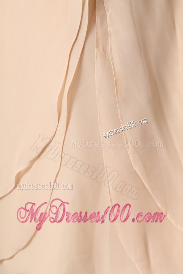 Champagne Sweetheart Knee-length Chiffon Evening Dress with Ruching