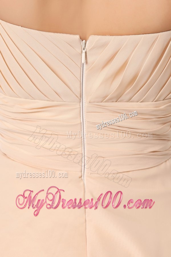 Champagne Sweetheart Knee-length Chiffon Evening Dress with Ruching