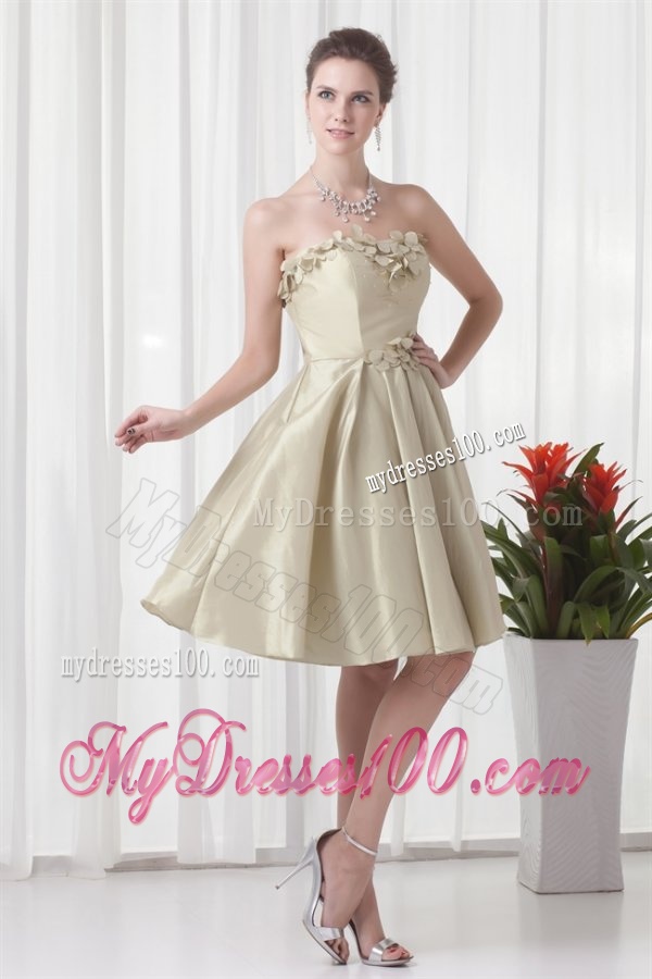 Column Sweetheart Chiffon Spring Green Ruching and Hand Made Flowers Evening Dress