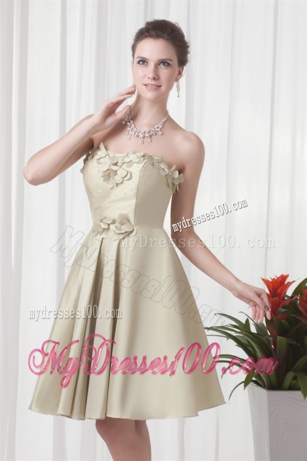 Column Sweetheart Chiffon Spring Green Ruching and Hand Made Flowers Evening Dress