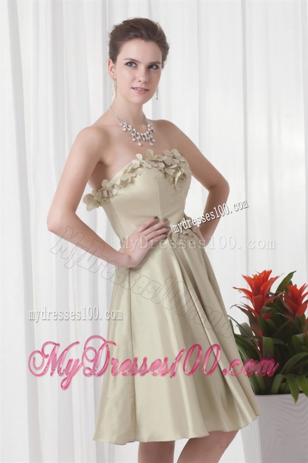 Column Sweetheart Chiffon Spring Green Ruching and Hand Made Flowers Evening Dress