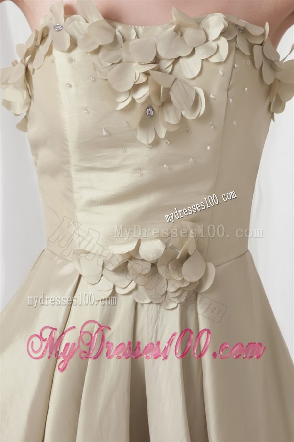 Column Sweetheart Chiffon Spring Green Ruching and Hand Made Flowers Evening Dress