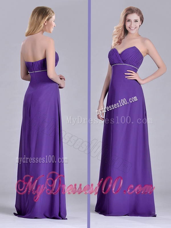 Column Sweetheart Ruching Purple Evening Dress for Celebrity