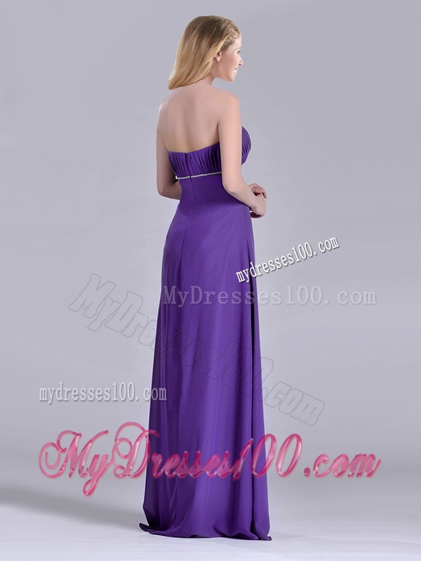 Column Sweetheart Ruching Purple Evening Dress for Celebrity