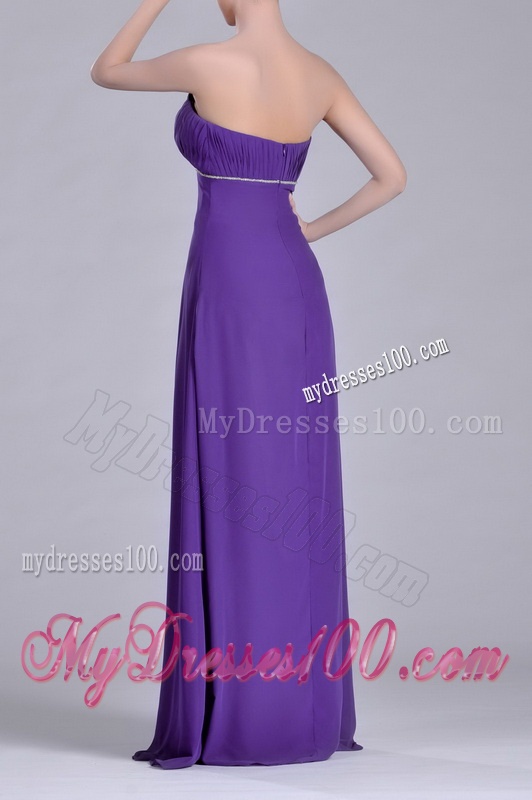 Column Sweetheart Ruching Purple Evening Dress for Celebrity