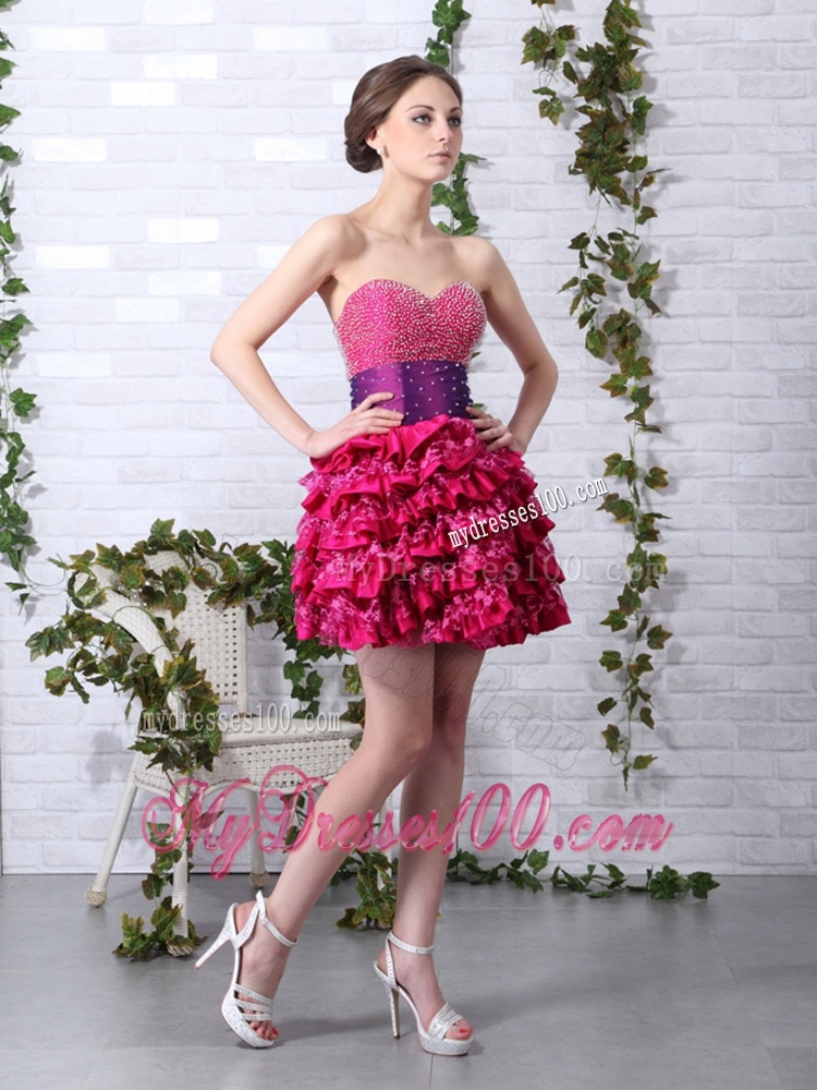 Cute Ruffled Layers Sweetheart Beading Evening Dresses for 2016