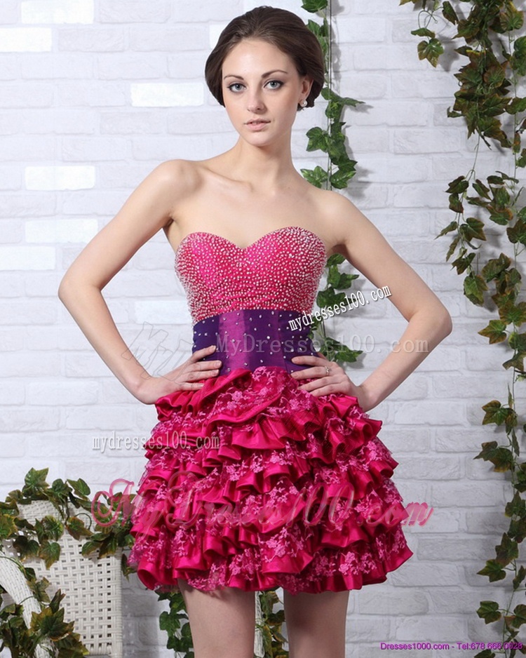 Cute Ruffled Layers Sweetheart Beading Evening Dresses for 2016