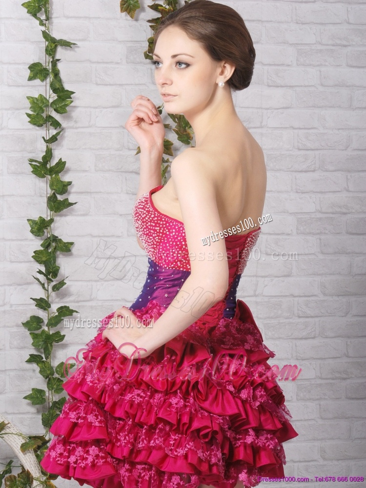 Cute Ruffled Layers Sweetheart Beading Evening Dresses for 2016