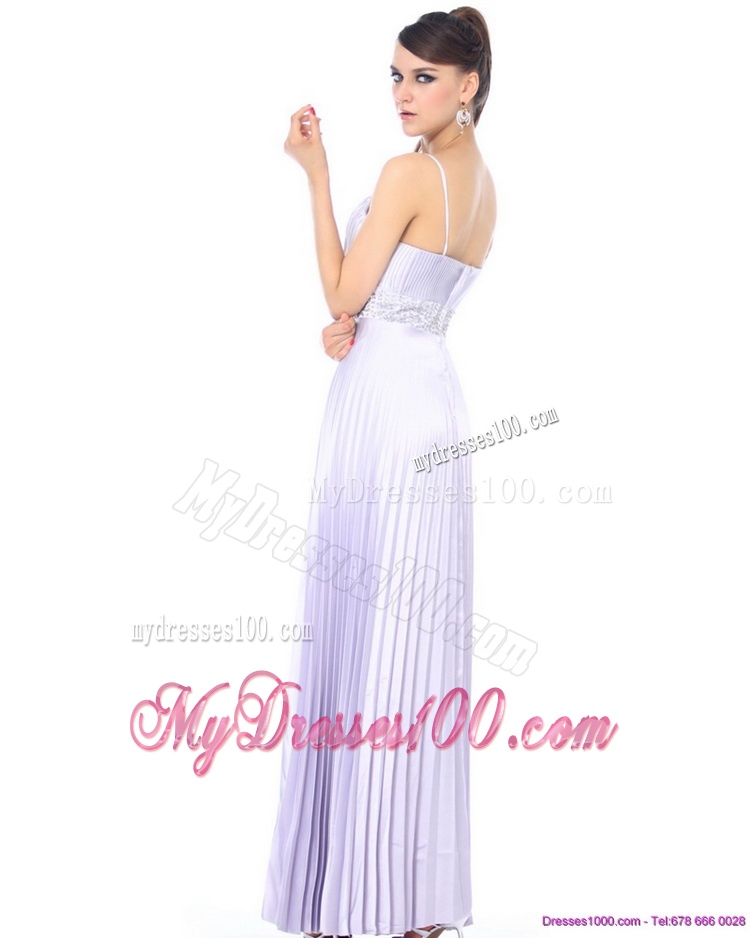 Elegant 2016 Empire V Neck Evening Dress with Pleats and Beading