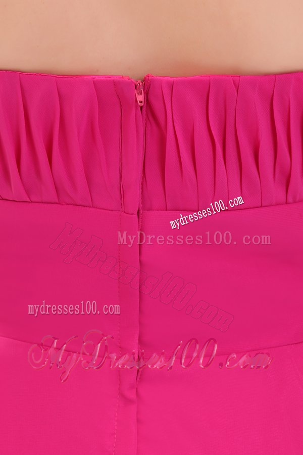 Empire Hot Pink Strapless Ruching Chiffon 2016 Evening Dress