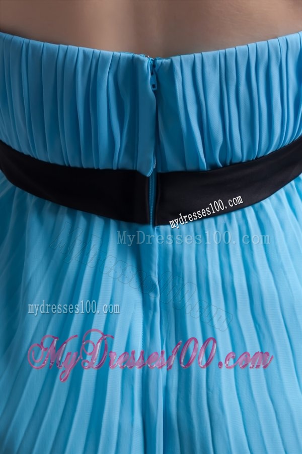 Empire Strapless Chiffon Aqua Blue Knee-length Evening Dress