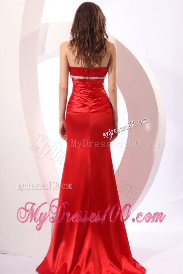 Latest Column V-neck Red Beading Evening Dress for 2016 Spring
