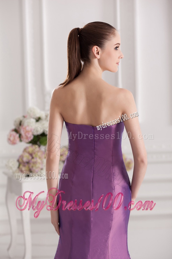 Mermaid Sweetheart Court Train Ruching Purple Evening Dress