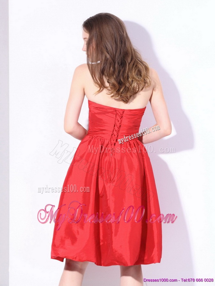 Modern 2016 V Neck Knee Length Evening Dress with Ruching
