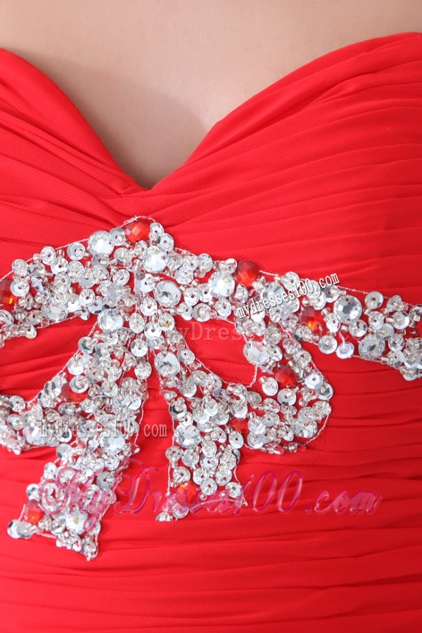 Red Mini-length Beaded Short Evening Dress with Sweetheart
