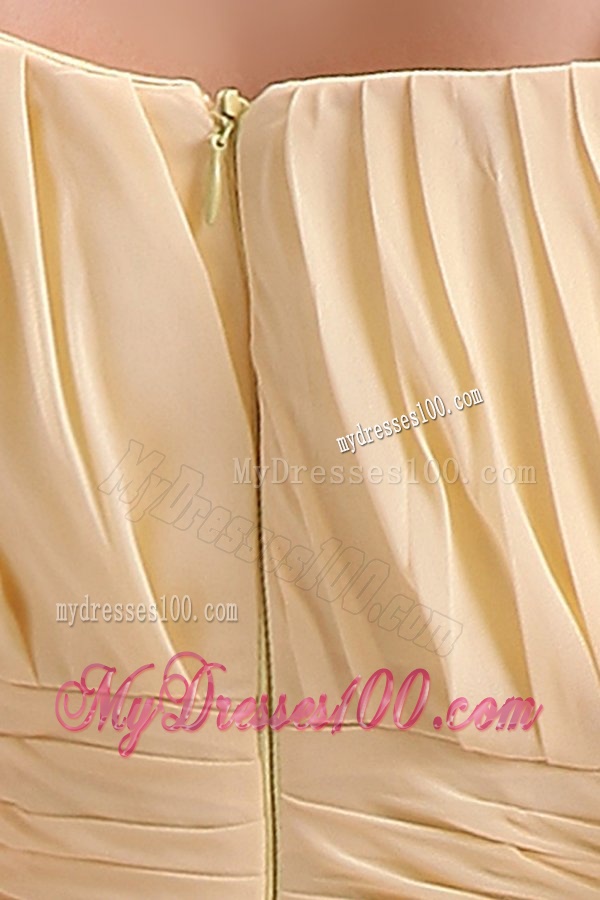 Simple A-line Straps Yellow Evening Dress in Tea-length