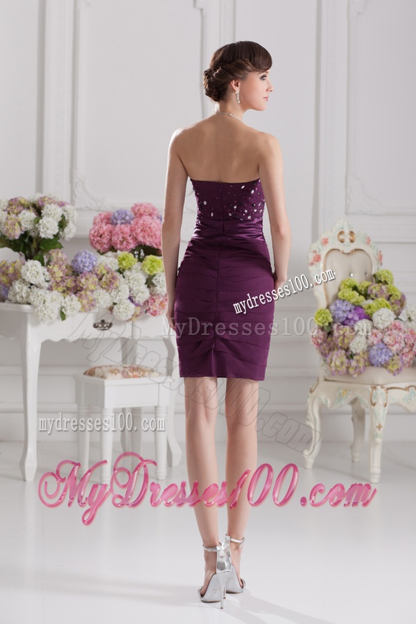 Sweetheart Column Beading and Ruffed Layers Evening Dress in Dark Purple