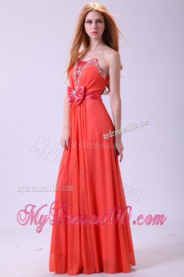 Watermelon Strapless Empire Chiffon Beading Long 2016 Evening Dress