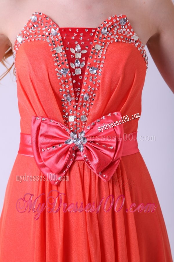 Watermelon Strapless Empire Chiffon Beading Long 2016 Evening Dress