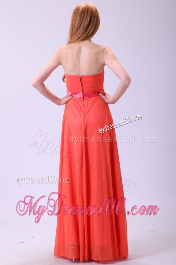 Watermelon Strapless Empire Chiffon Beading Long 2016 Evening Dress