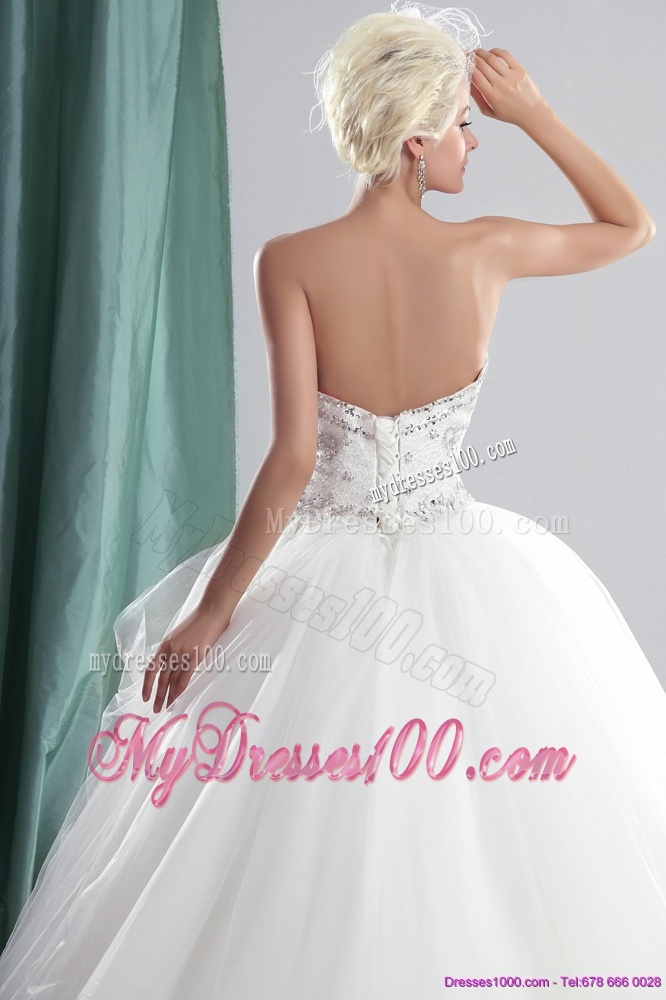 2016 Flirting Sweetheart Beading Wedding Dress with Brush Train