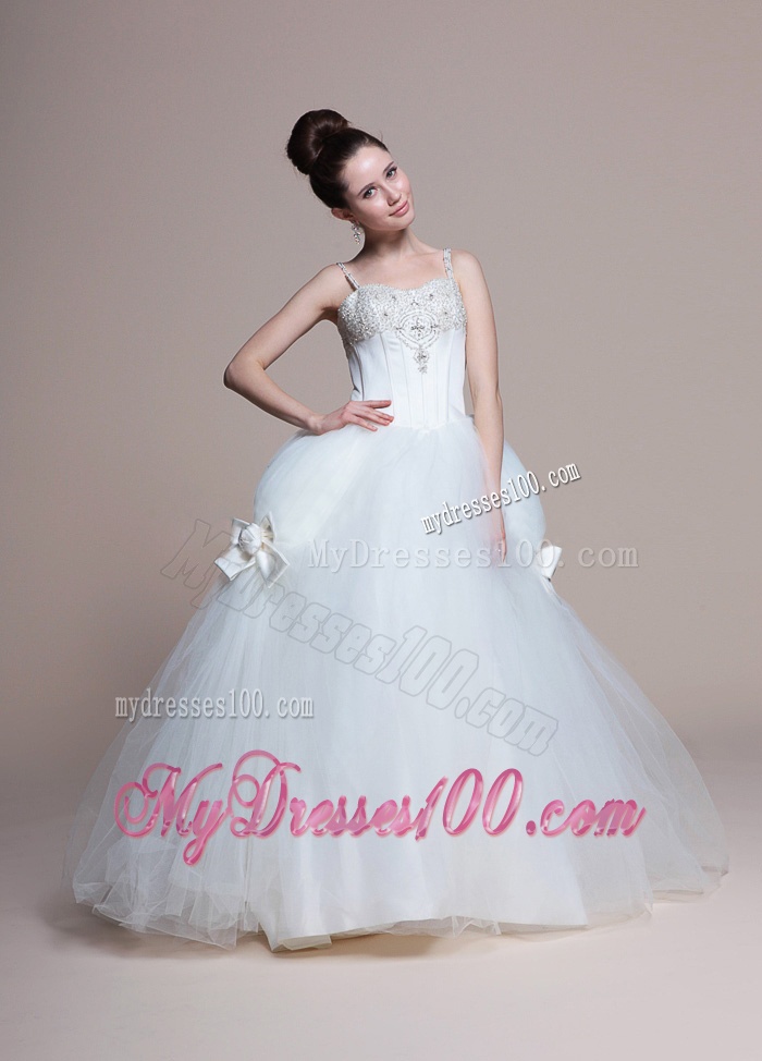 2016 Perfect A Line Straps Beading Wedding Dresses with Bowknot