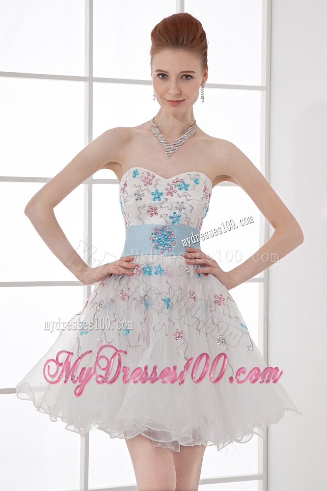 2016 Spring A-line Sweetheart Mini-length Organza Lace White Wedding Dress