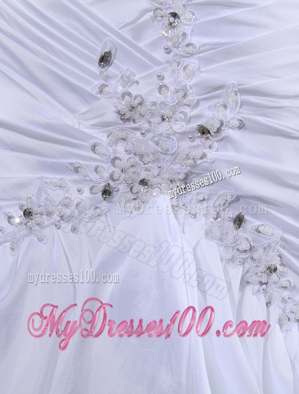 2016 Spring A-line Sweetheart Ruching Ruffled Layers White Wedding Dress